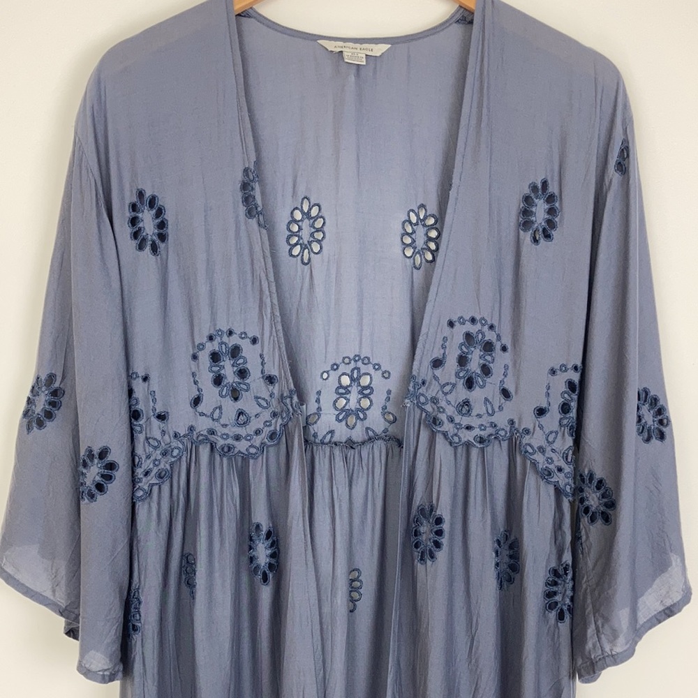 American Eagle Blue Long Kimono - Picture 5 of 16